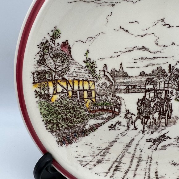 Vernon Kilns Bits of Old England Collectible Plate Number 3 Village Scene 8.25" - Picture 4 of 6